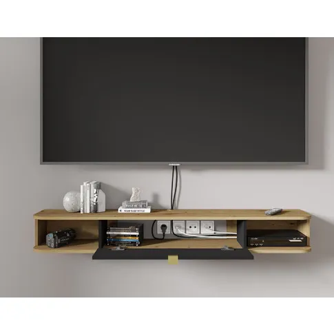 wnętrze szafki rtv dąb artisan czarny Tebriz