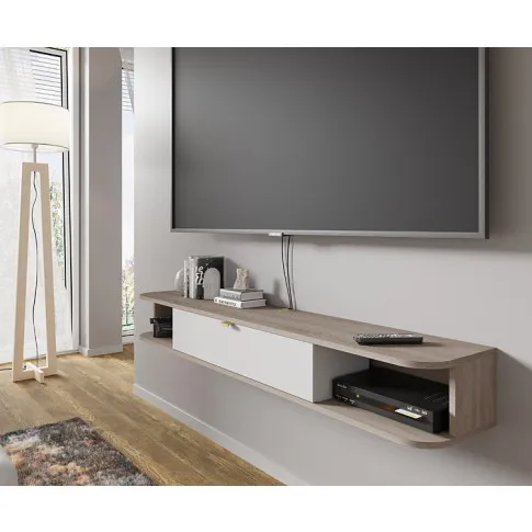 aranżacja z wiszącą szafką rtv dąb sonoma biały Tebriz