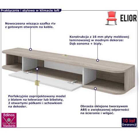 Szafka rtv dąb sonoma biały Tebriz