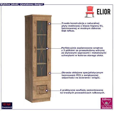Fotografia Witryna jednodrzwiowa dąb lefkas - Lorines 11X z kategorii Meble do przechowywania