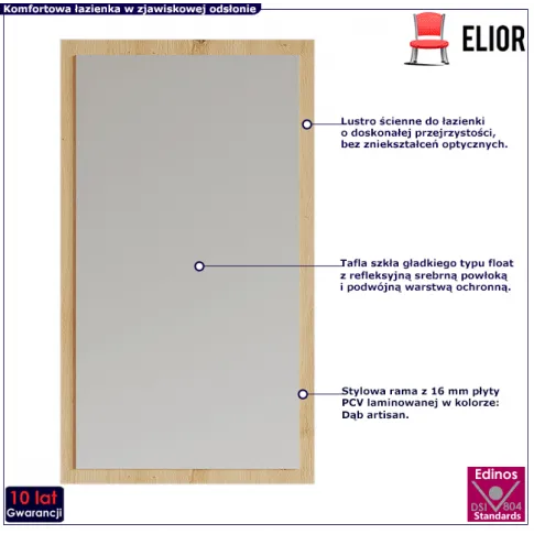 Fotografia Lustro ścienne do łazienki 40x70 cm - Kester, 7X z kategorii Łazienka