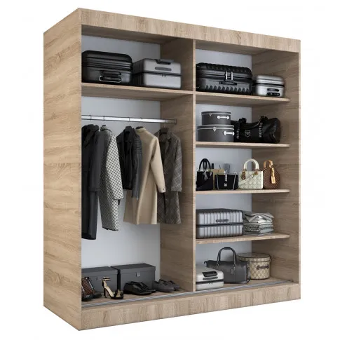 Szczegółowe zdjęcie nr 5 produktu Szafa przesuwna 180 cm dąb sonoma + biały - Ebia 5X