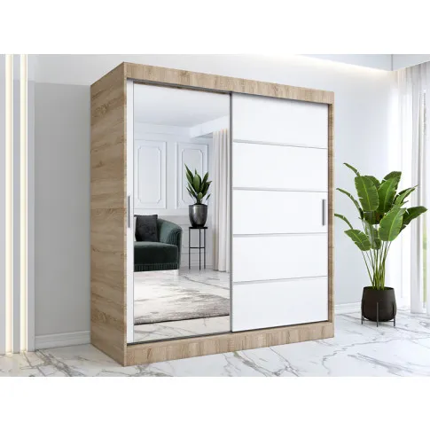 Zdjęcie przesuwna szafa z lustrzanym frontem 180 cm Ebia 5X | Edinos.pl