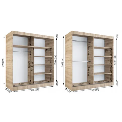 Szczegółowe zdjęcie nr 7 produktu Szafa przesuwna 180 cm dąb sonoma + biały - Ebia 5X