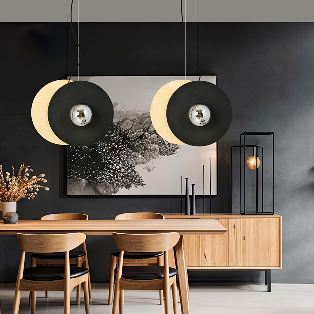 Czarna podwójna  lampa wisząca w stylu loftowym D104-Timy grafit
