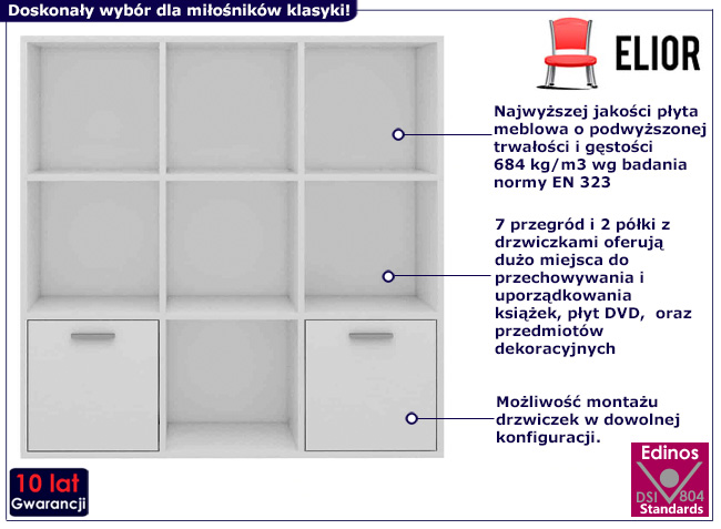 Klasyczny regał z półkami Nero 3X kolor biały