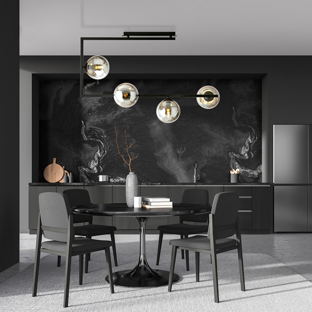 Czarna lampa sufitowa w stylu loftowym D107-Emea