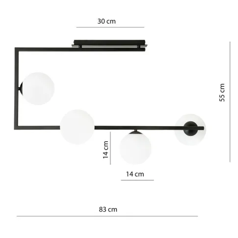 Wymiary lampy D107 Emea opal