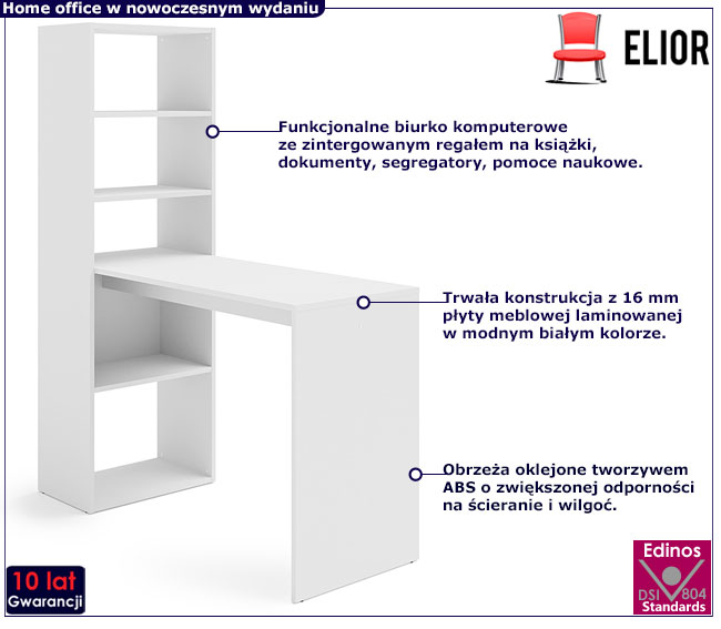 białe biurko komputerowe Santino