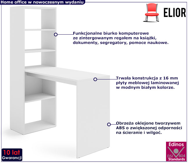 białe biurko komputerowe Barkin