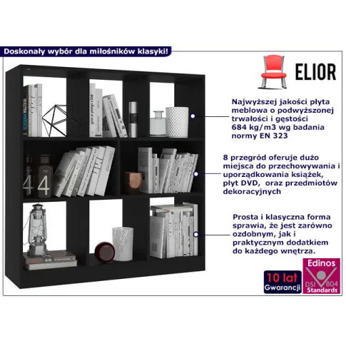 Otwarty regał z 8 półkami Lorines 4X kolor czarny