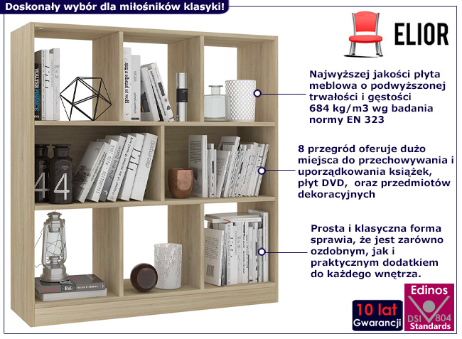 Klasyczny regał z półkami Nero 4X kolor dąb sonoma