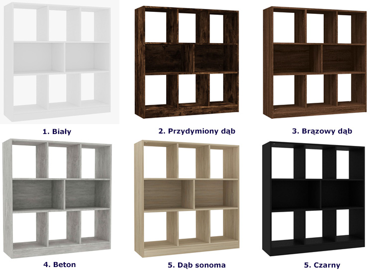 Kolory otwartego regału Nero 4X