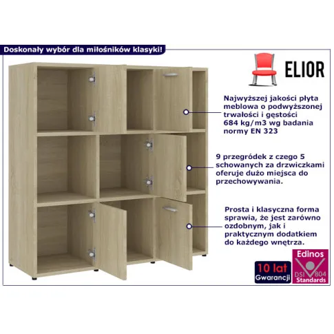 Minimalistyczny regał Lorines 5X kolor dąb sonoma