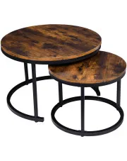 Komplet 2 okrągłych stolików kawowych loft - Vospis