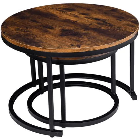 Komplet 2 okrągłych rustykalnych stolików Vospis