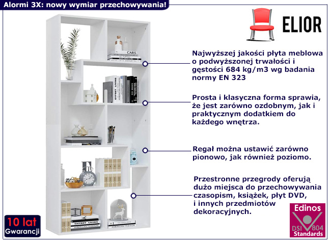 Nowoczesny regał Alormi 3X kolor bialy