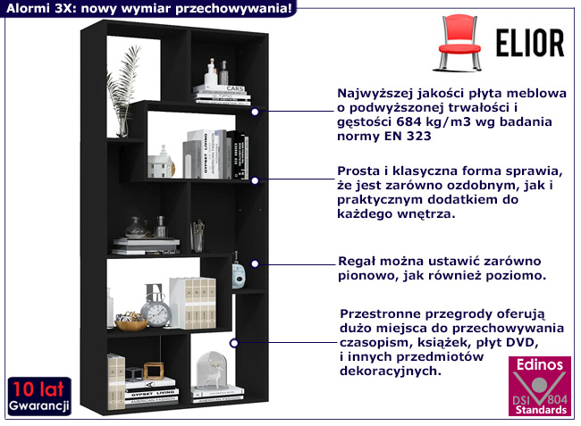 Nowoczesny regał Alormi 3X kolor czarny