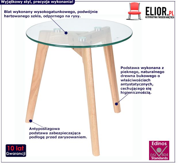 Designerski stolik Ilios - szklany