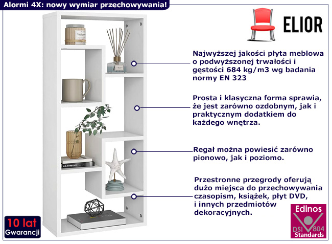 Nowoczesny regał Alormi 4X kolor biały