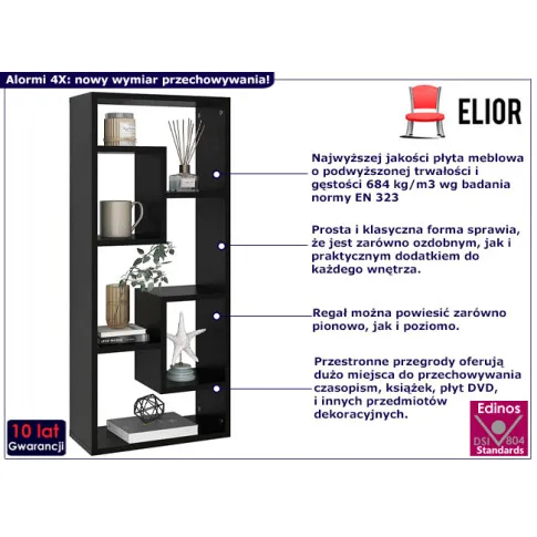 Ścienny regał Alormi 4X kolor czarny