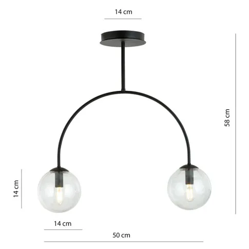 Wymiary podwójnej lampy D114 Inos