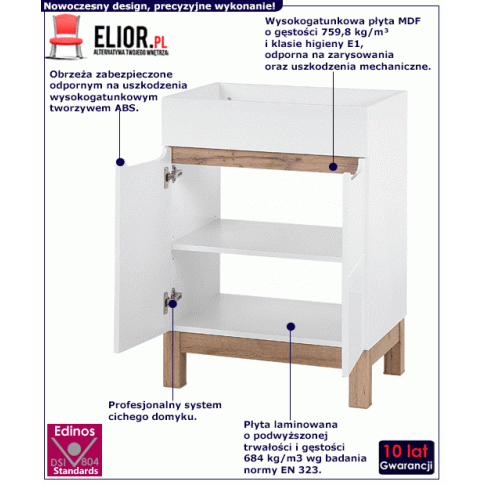 Fotografia Szafka z umywalką Dixi 7S 60 cm - Biały połysk z kategorii Łazienka