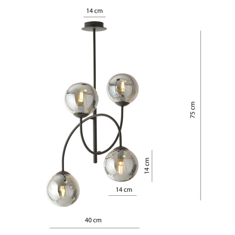 wymiary lampy sufitowej D116 Inos