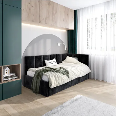 Zdjęcie czarne tapicerowane łóżko młodzieżowe Golones 5X | Edinos.pl