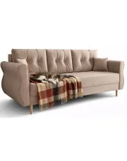 Beżowa  kanapa wypoczynkowa rozkładana - Dulam w sklepie Edinos.pl