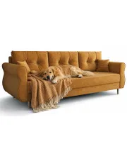 Musztardowa  sofa wypoczynkowa z funkcją spania - Dulam w sklepie Edinos.pl