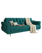 Turkusowa kanapa z pojemnikiem na pościel - Dulam w sklepie Edinos.pl