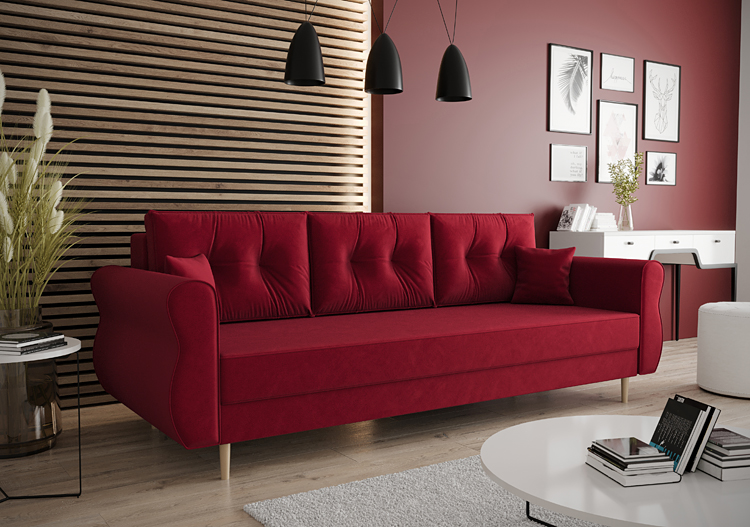 Aranżacja z rozkładaną sofa Eden