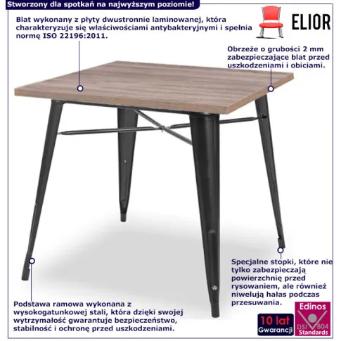 Infografika stolika kawiarnianego kwadratowego dąb canyon Mixo 3X