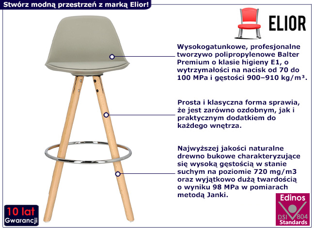 Nowoczesny hoker Omundi szare siedzisko