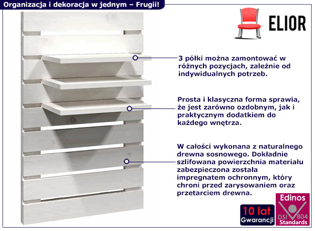 Komplet 2 wiszących półek nocnych Fruggi kolor biały