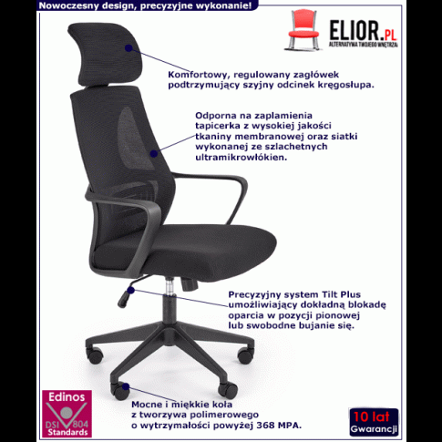 Fotografia Ergonomiczny czarny fotel do biura Tubai z kategorii Fotele obrotowe