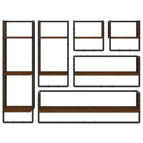 Półki ścienne 6 sztuk Fuksor brązowy dąb