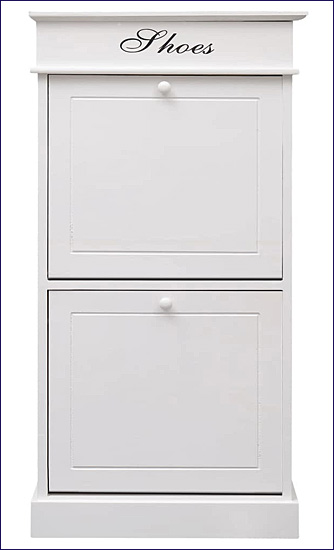 Biała szafka na buty z uchylnymi przegrodami Renarox