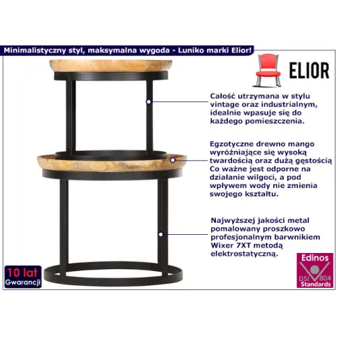 Okrągłe stoliki kawowe z drewna mango Luniko