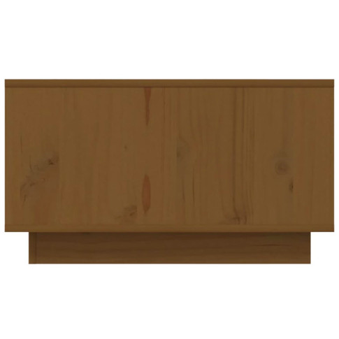Drewniany sosnowy stolik do salonu z szufladą Vallos miodowy brąz
