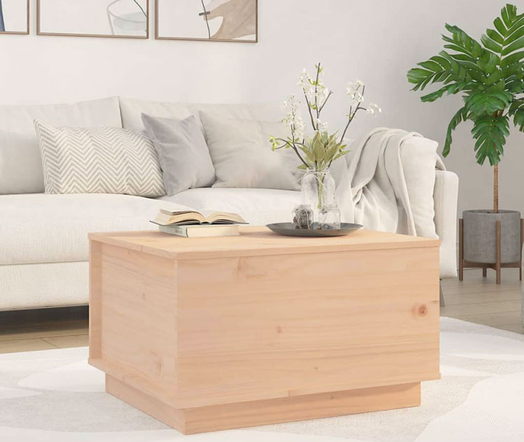 Salon z zastosowaniem sosnowego stolika kawowego Adversa 3X