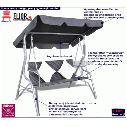 Fotografia Huśtawka ogrodowa Madres - grafit z kategorii Huśtawki