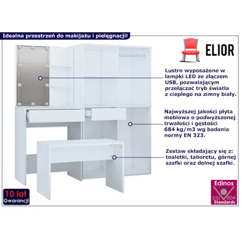 Zestaw z toaletką i oświetleniem LED Vojtori biały