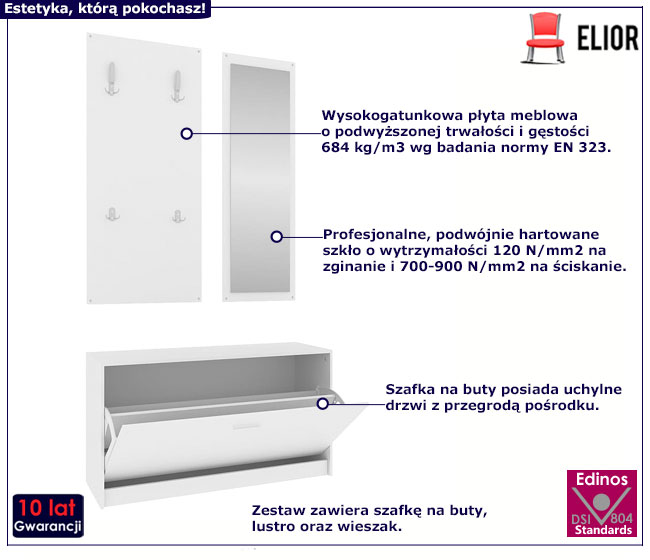 Biały komplet mebli do przedpokoju Lunes