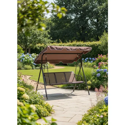 Fotografia Huśtawka metalowa ogrodowa 3-osobowa Wadas - brąz z kategorii Huśtawki