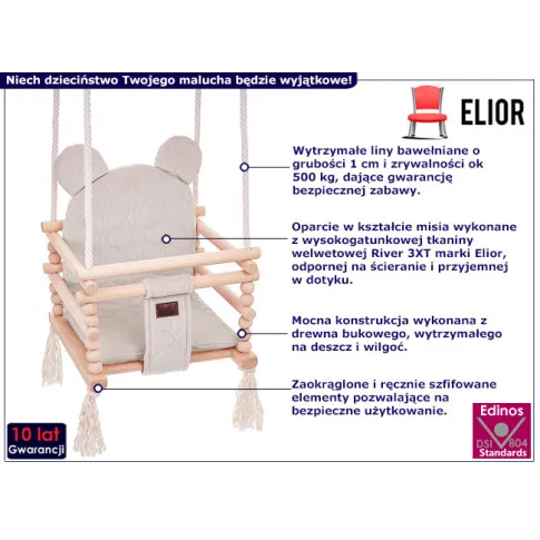 Huśtawka 3w1 z misiem Tedoli kolor beżowy