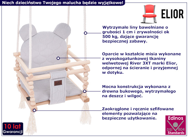 Hustawka dziecięca 3w1 Tedoli kolor srebrny