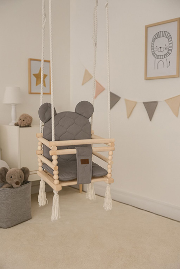 Huśtawka dziecięca z poduszką Gavo kolor stalowy