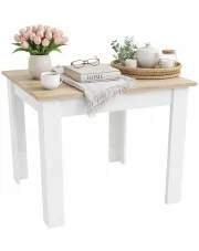 Klasyczny kwadratowy stół dąb sonoma + biały - Florano w sklepie Edinos.pl